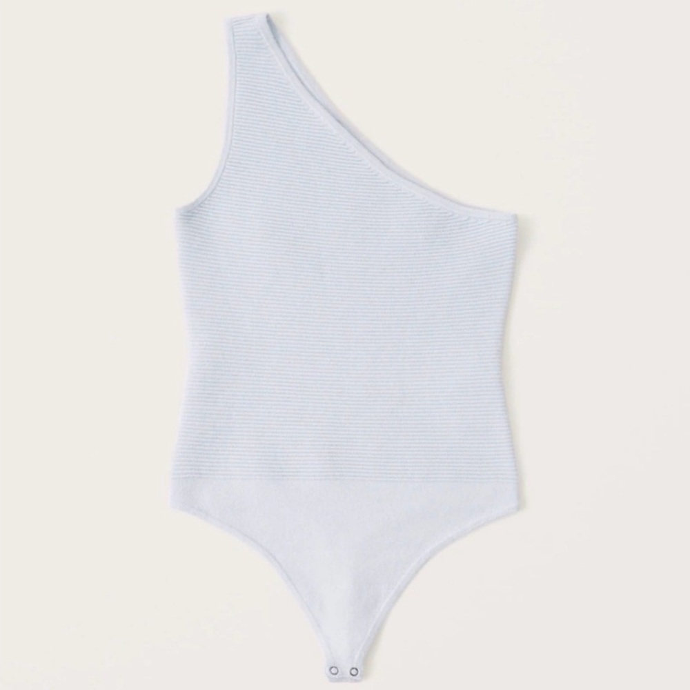 Abercrombie & Fitch One-Shoulder Ribbed Bodysuit - White - XL